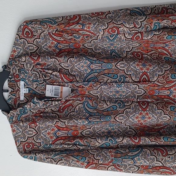 Single Thread W3951250ST Cement Persian Tapestry Keyhole Blouse Plus Size Top - Picture 4 of 11